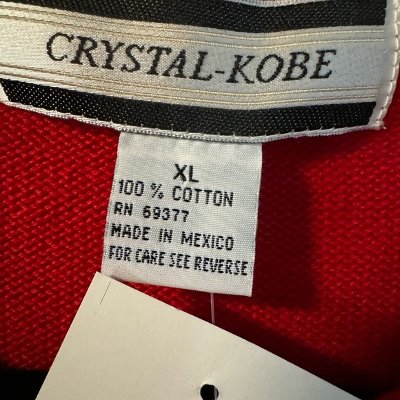 Crystal-Kobe Red Knit Sleeveless Sweater TopAmerican Flag XL Preppy Americana - Picture 3 of 9